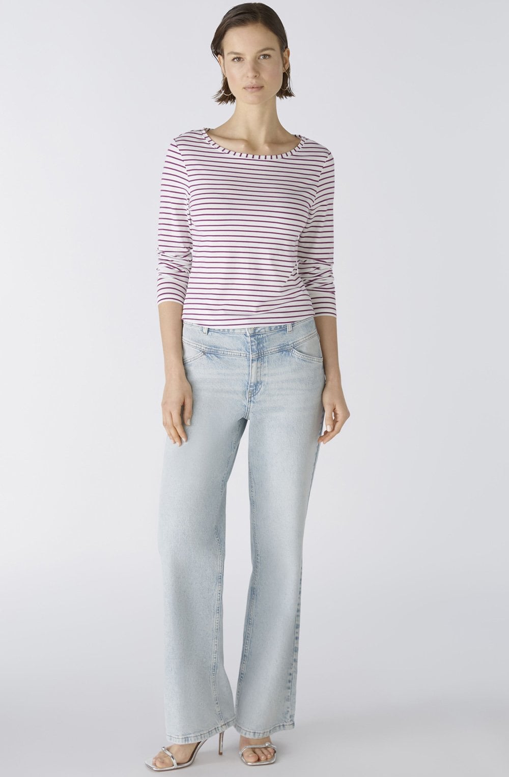 Purple and White Stretch Jersey Top