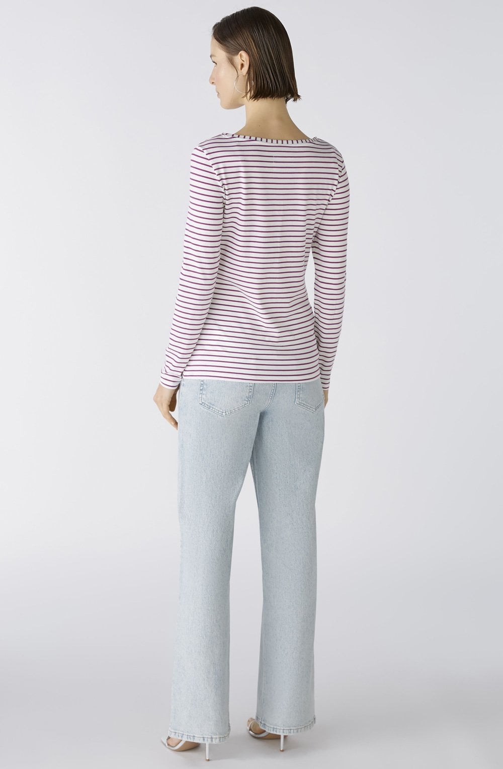 Purple and White Stretch Jersey Top