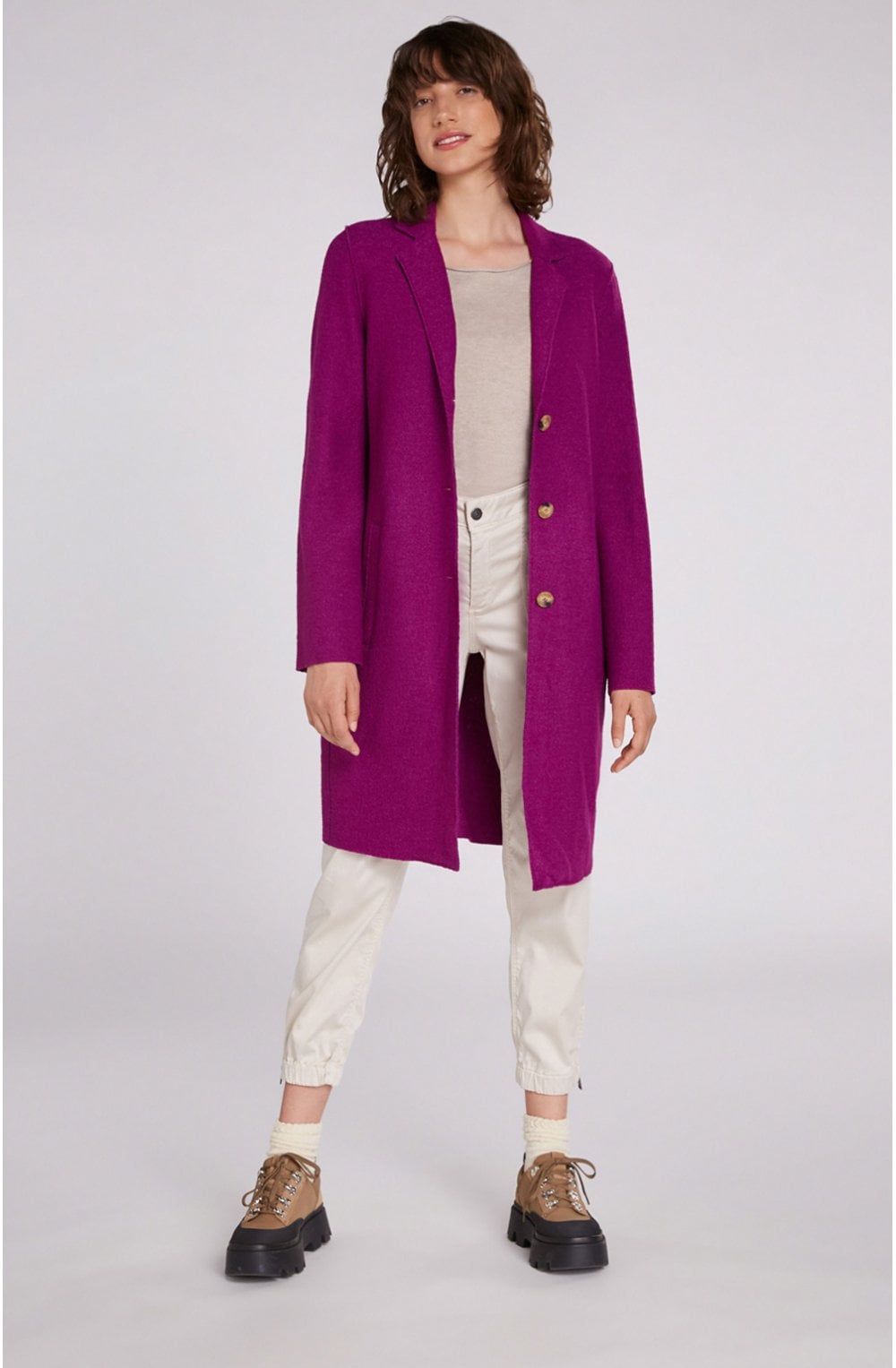 Purple Boiled Wool Coat