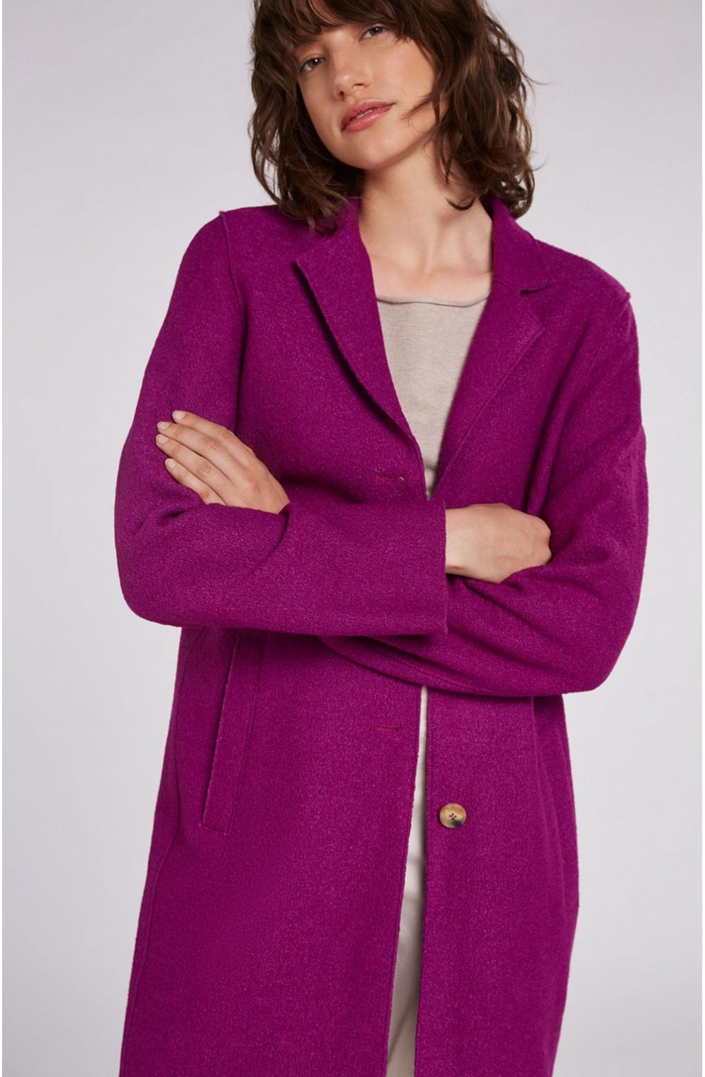 Purple Boiled Wool Coat
