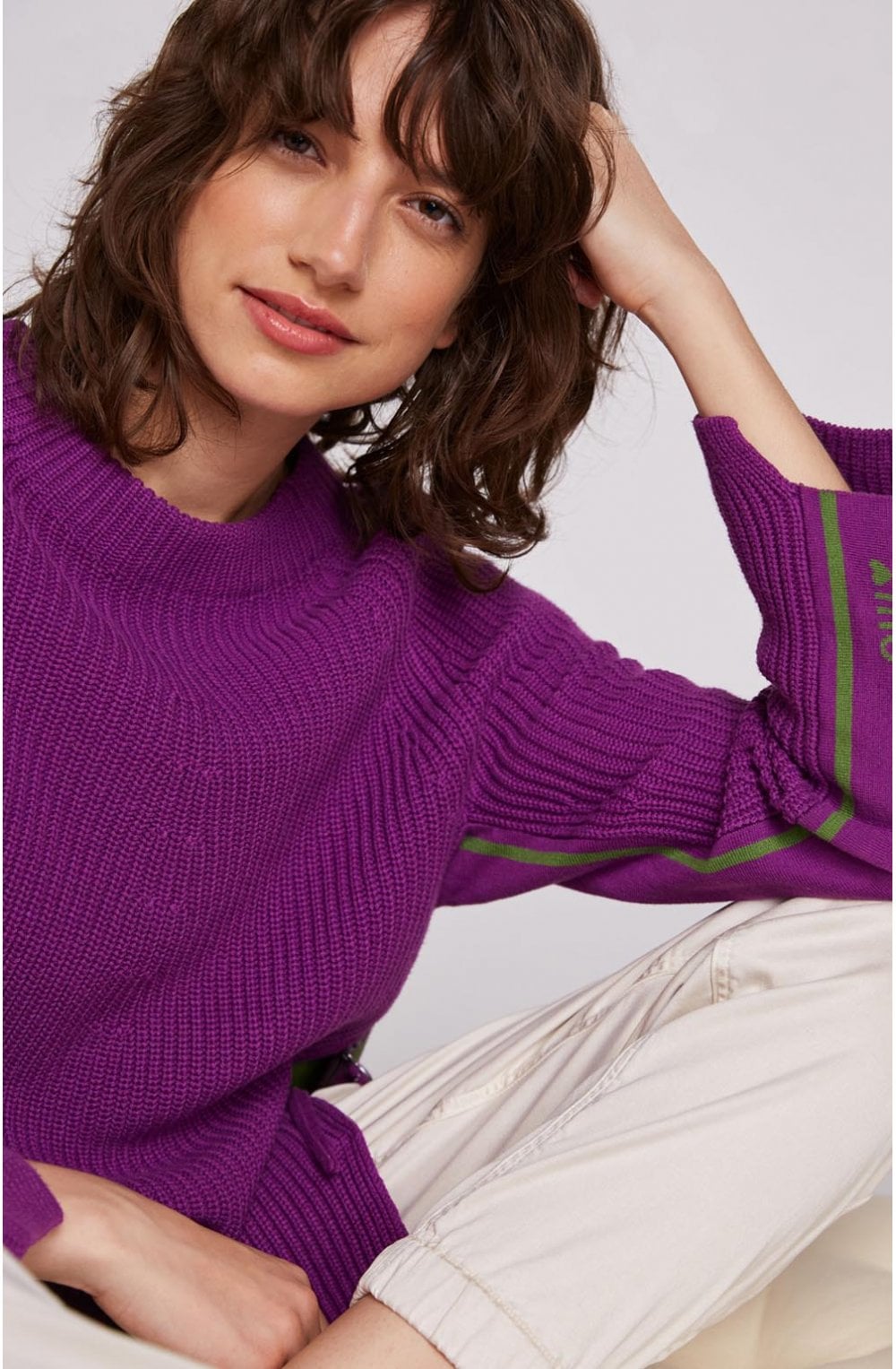Purple Ribbed Knit Jumper