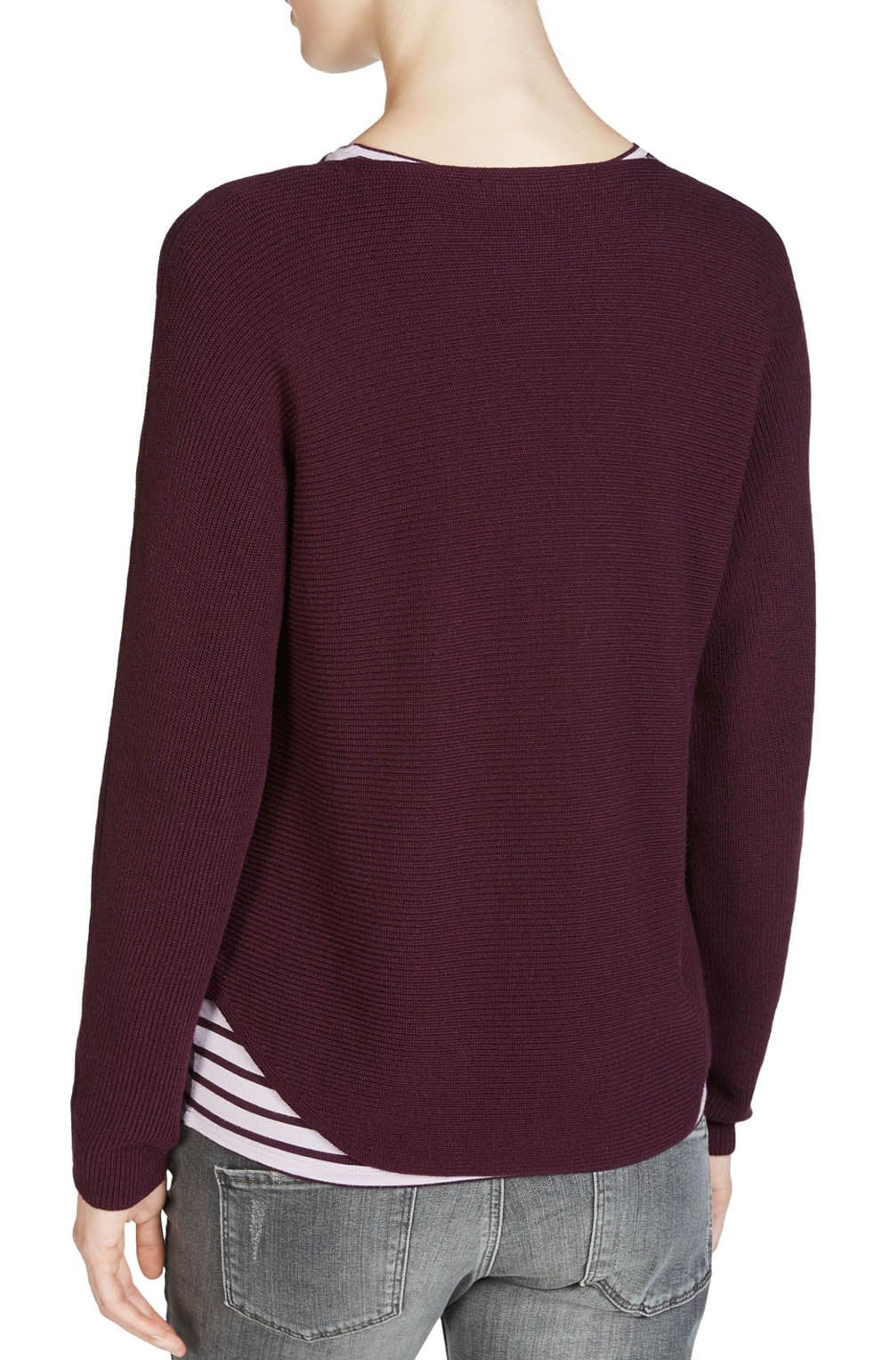 Purple Ribbed Knit Sweater