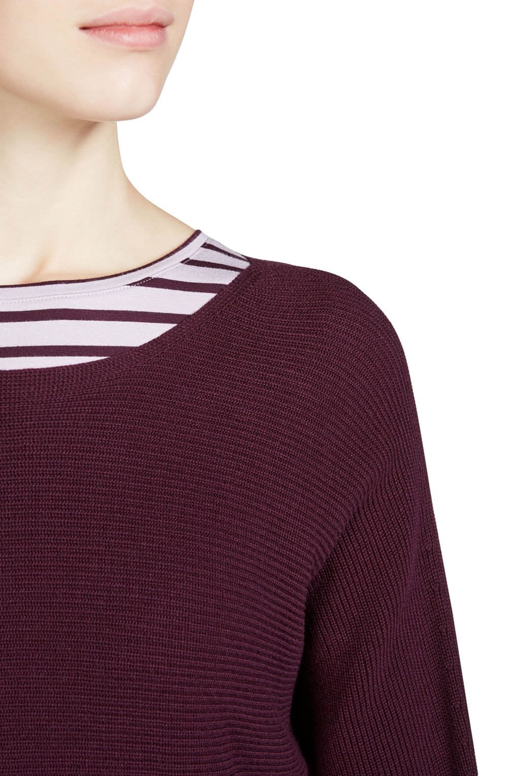 Purple Ribbed Knit Sweater