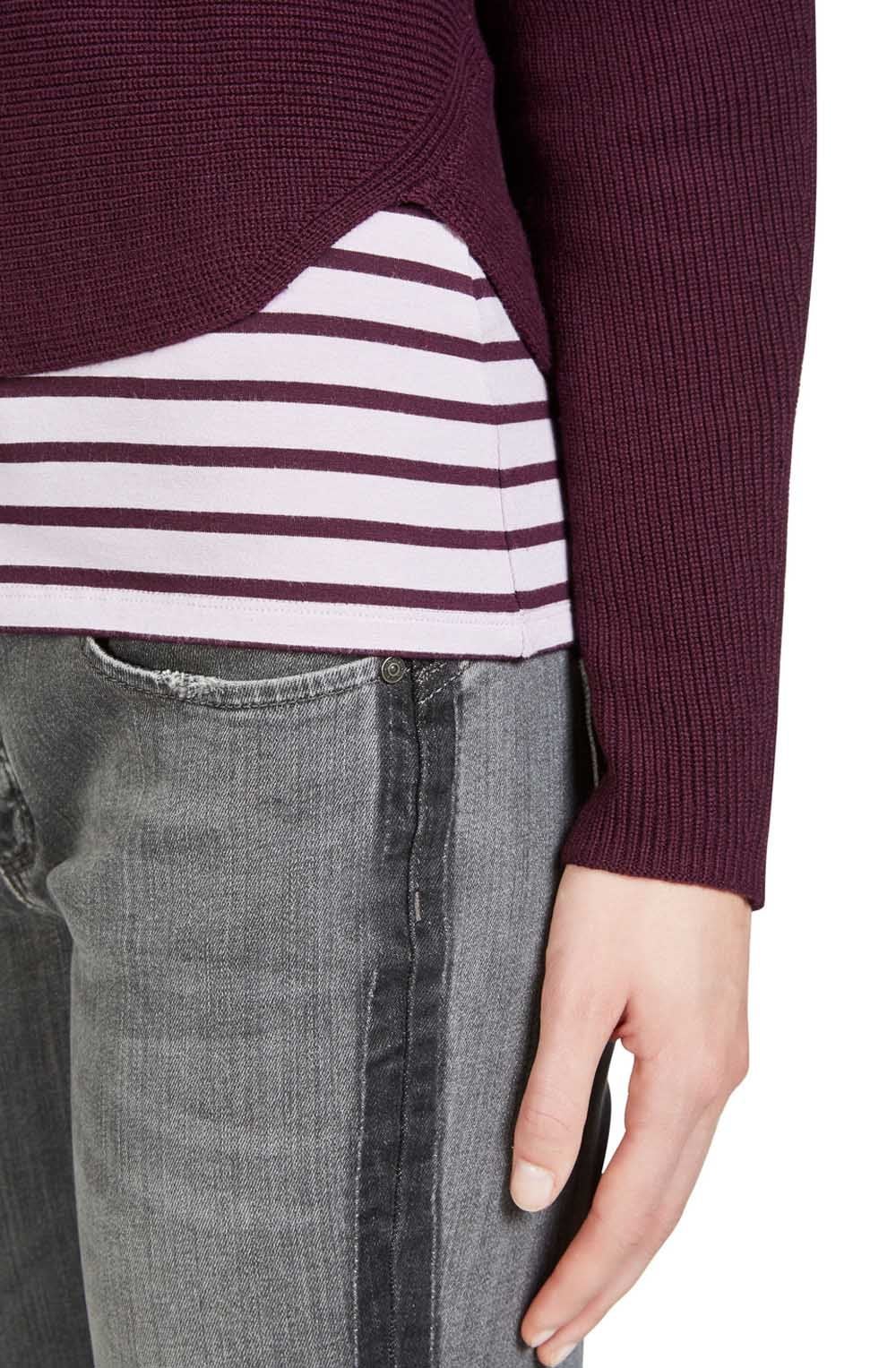 Purple Ribbed Knit Sweater