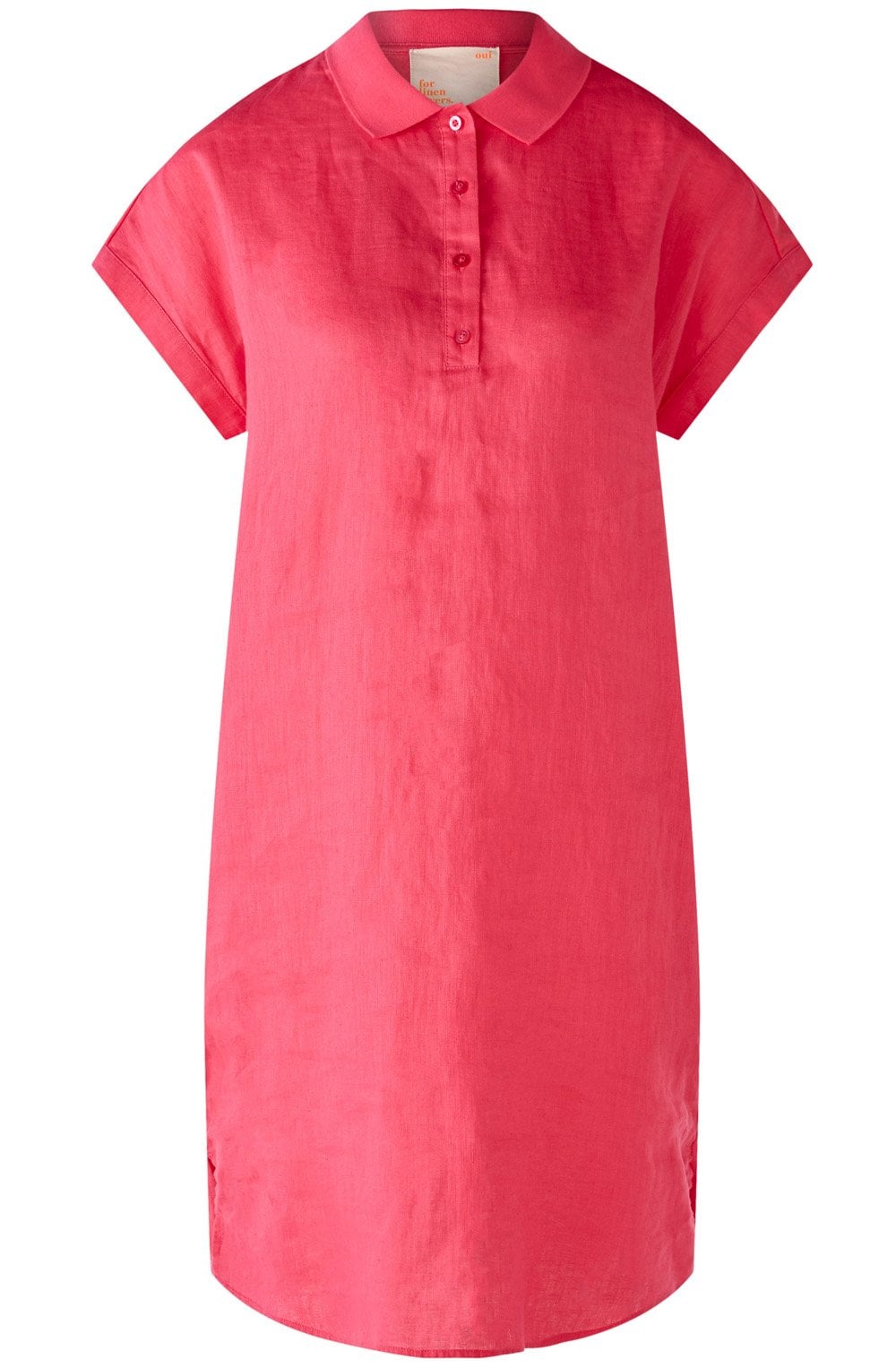 Raspberry Sorbet Collared Linen Dress