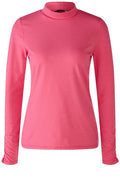 Raspberry Sorbet Ruched Sleeve High Neck Top