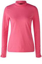 Raspberry Sorbet Ruched Sleeve High Neck Top