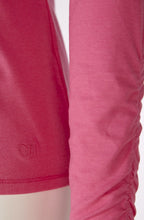 Raspberry Sorbet Ruched Sleeve High Neck Top