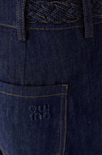 Raw Denim Plaited Waist Wide Leg Jeans