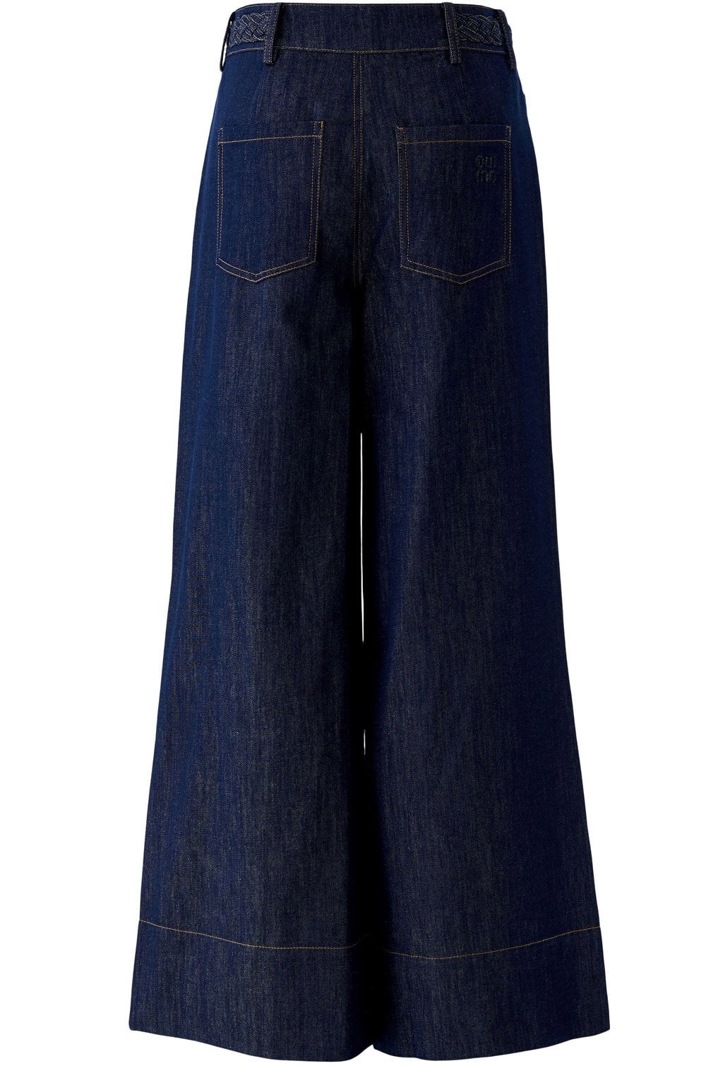 Raw Denim Plaited Waist Wide Leg Jeans