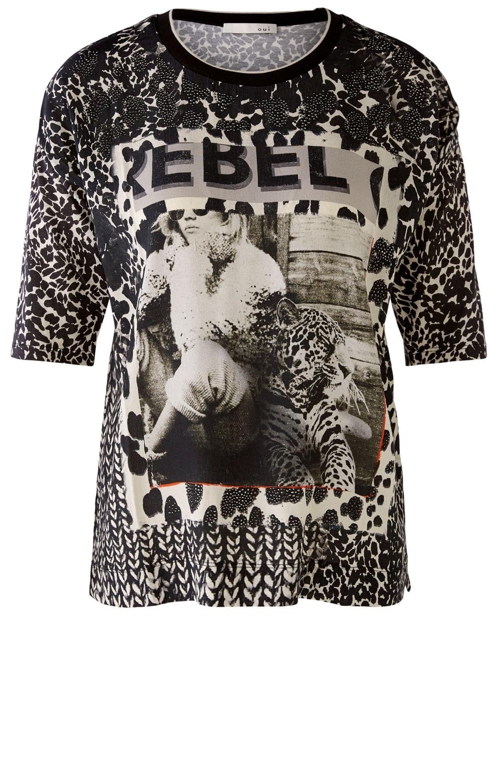 Rebel At Heart Diamante and Animal Print Blouse