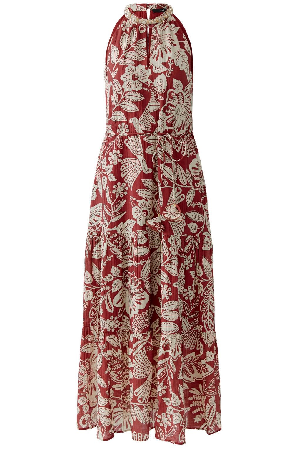 Red and Off White Boho Print Maxi Dress