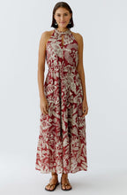 Red and Off White Boho Print Maxi Dress