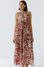 Red and Off White Boho Print Maxi Dress