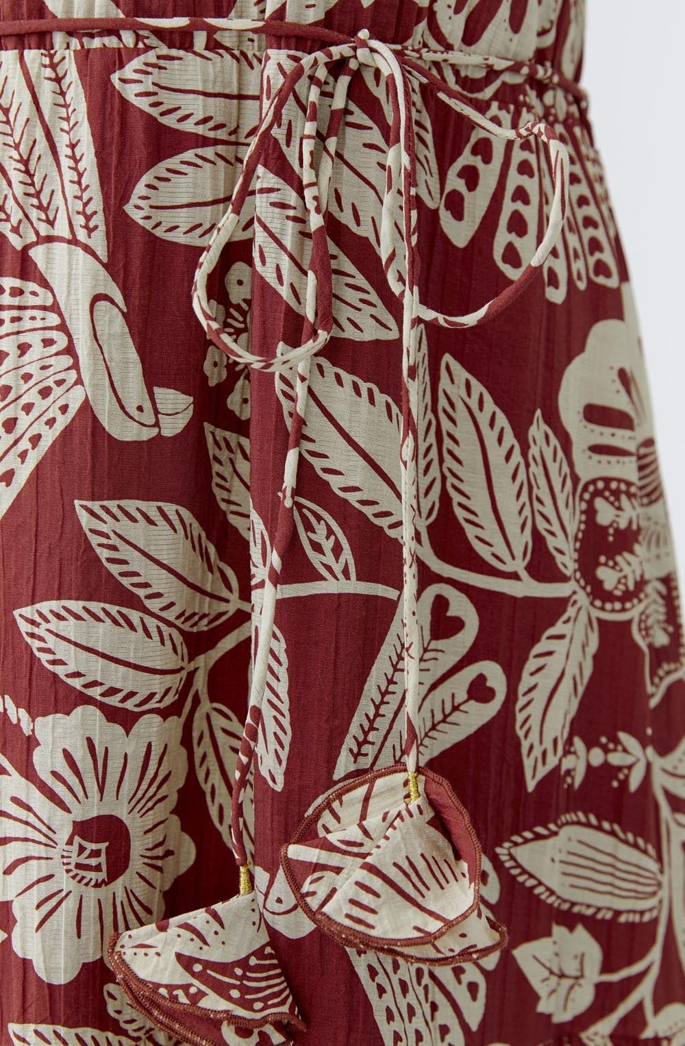 Red and Off White Boho Print Maxi Dress