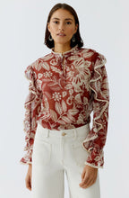 Red and Off White Sheer Boho Blouse