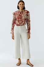 Red and Off White Sheer Boho Blouse