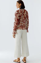 Red and Off White Sheer Boho Blouse