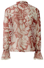 Red and Off White Sheer Boho Blouse