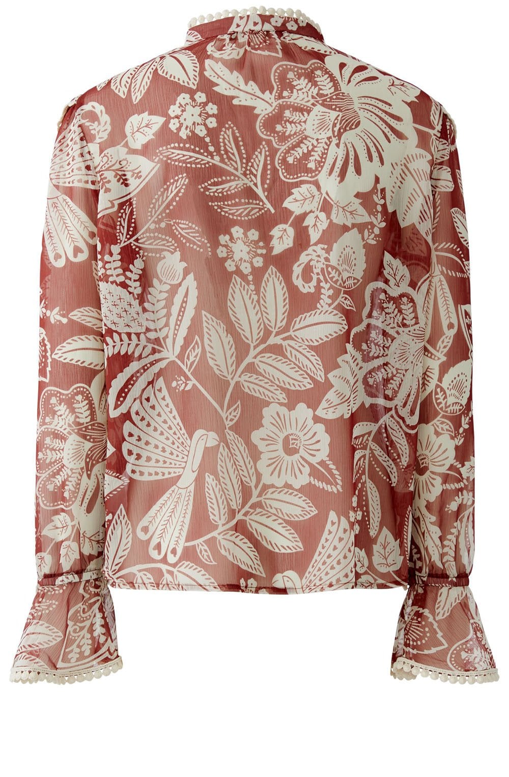 Red and Off White Sheer Boho Blouse