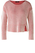 Red and White Relaxed Cropped Jumper