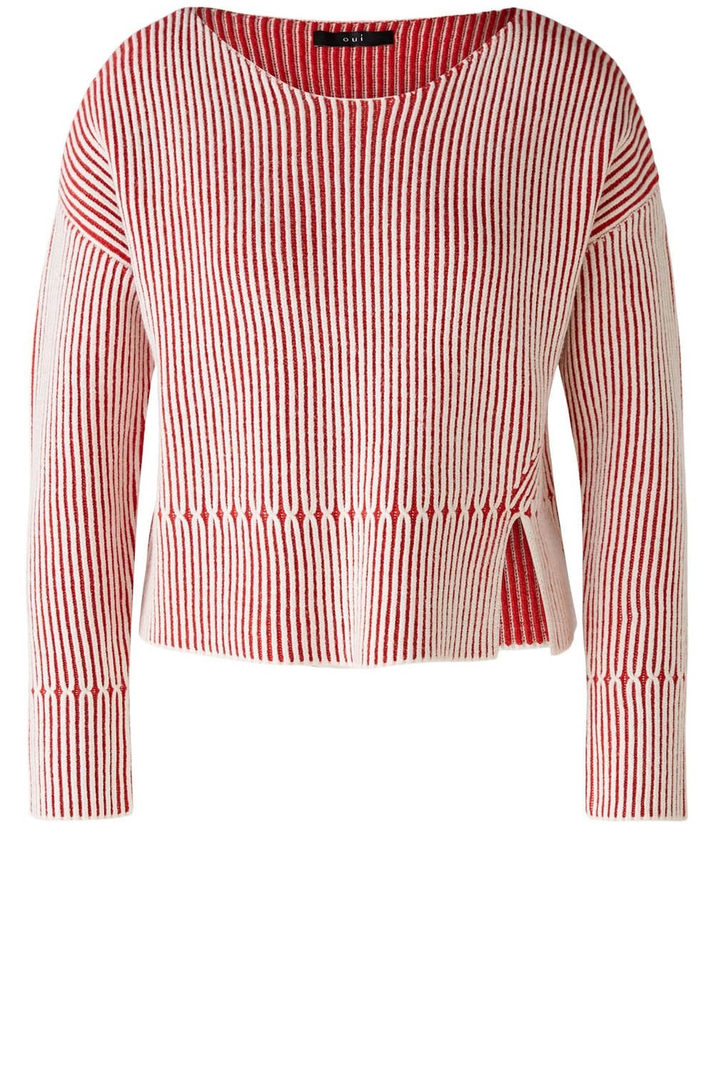 Red and White Relaxed Cropped Jumper
