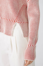 Red and White Relaxed Cropped Jumper
