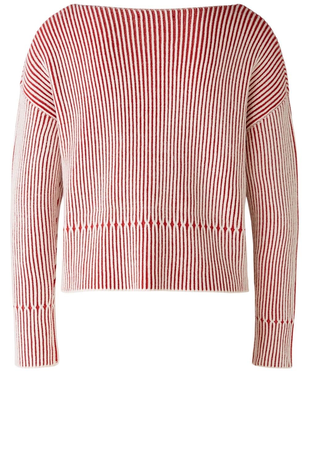 Red and White Relaxed Cropped Jumper