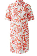 Red and White Seaside Collared Shift Dress
