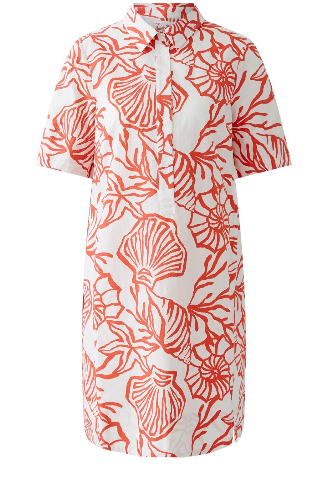 Red and White Seaside Collared Shift Dress