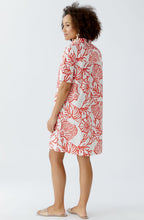 Red and White Seaside Collared Shift Dress