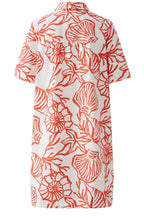 Red and White Seaside Collared Shift Dress