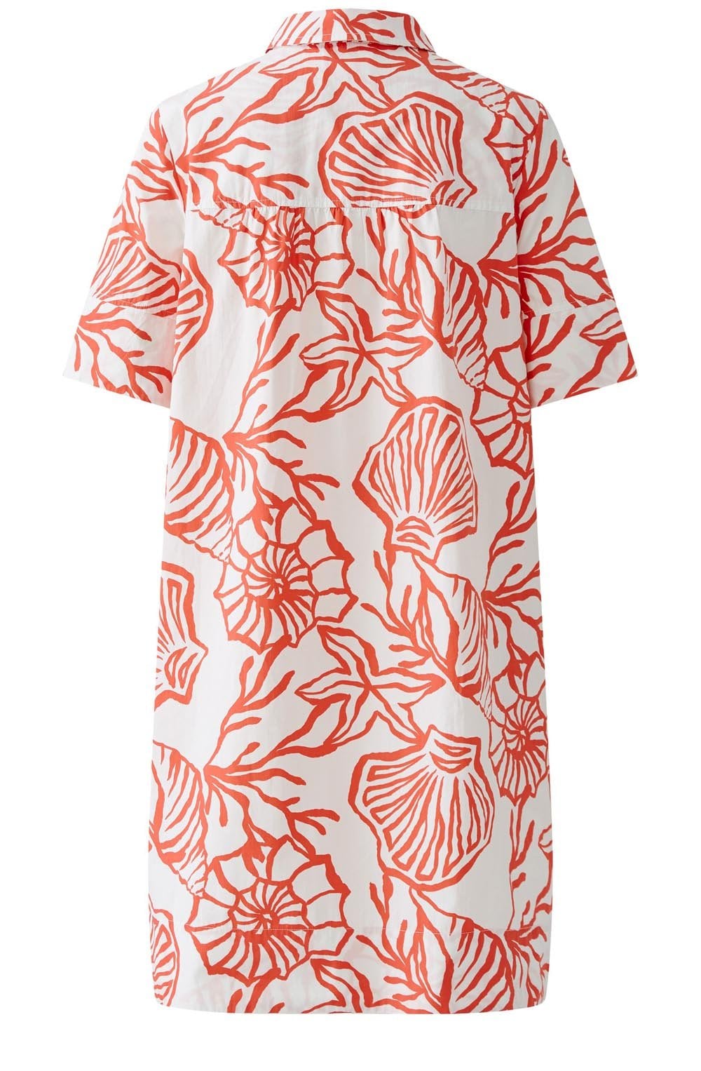 Red and White Seaside Collared Shift Dress
