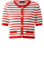 Red and White Short Sleeved Cardigan