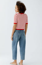 Red and White Short Sleeved Cardigan