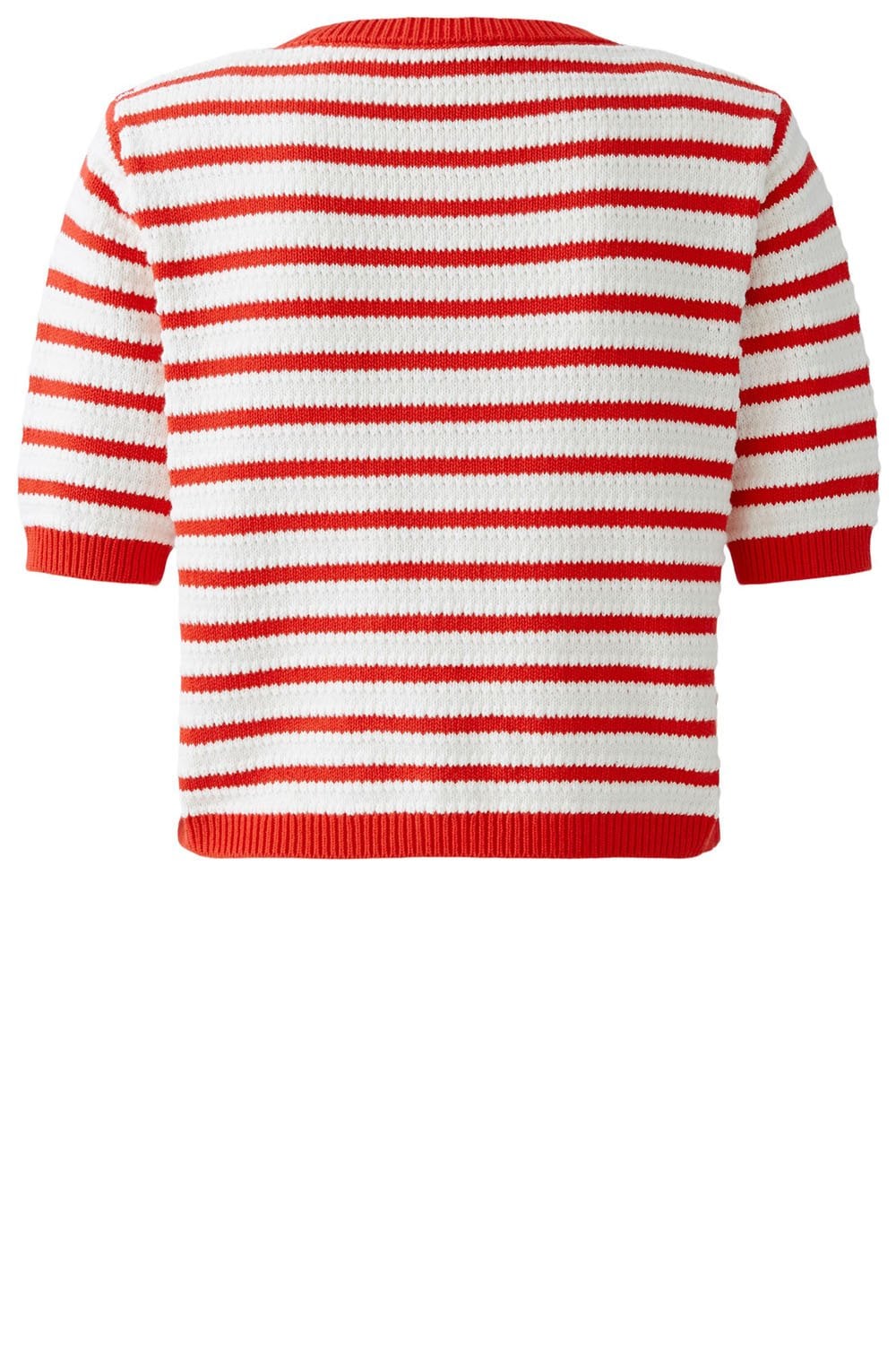 Red and White Short Sleeved Cardigan