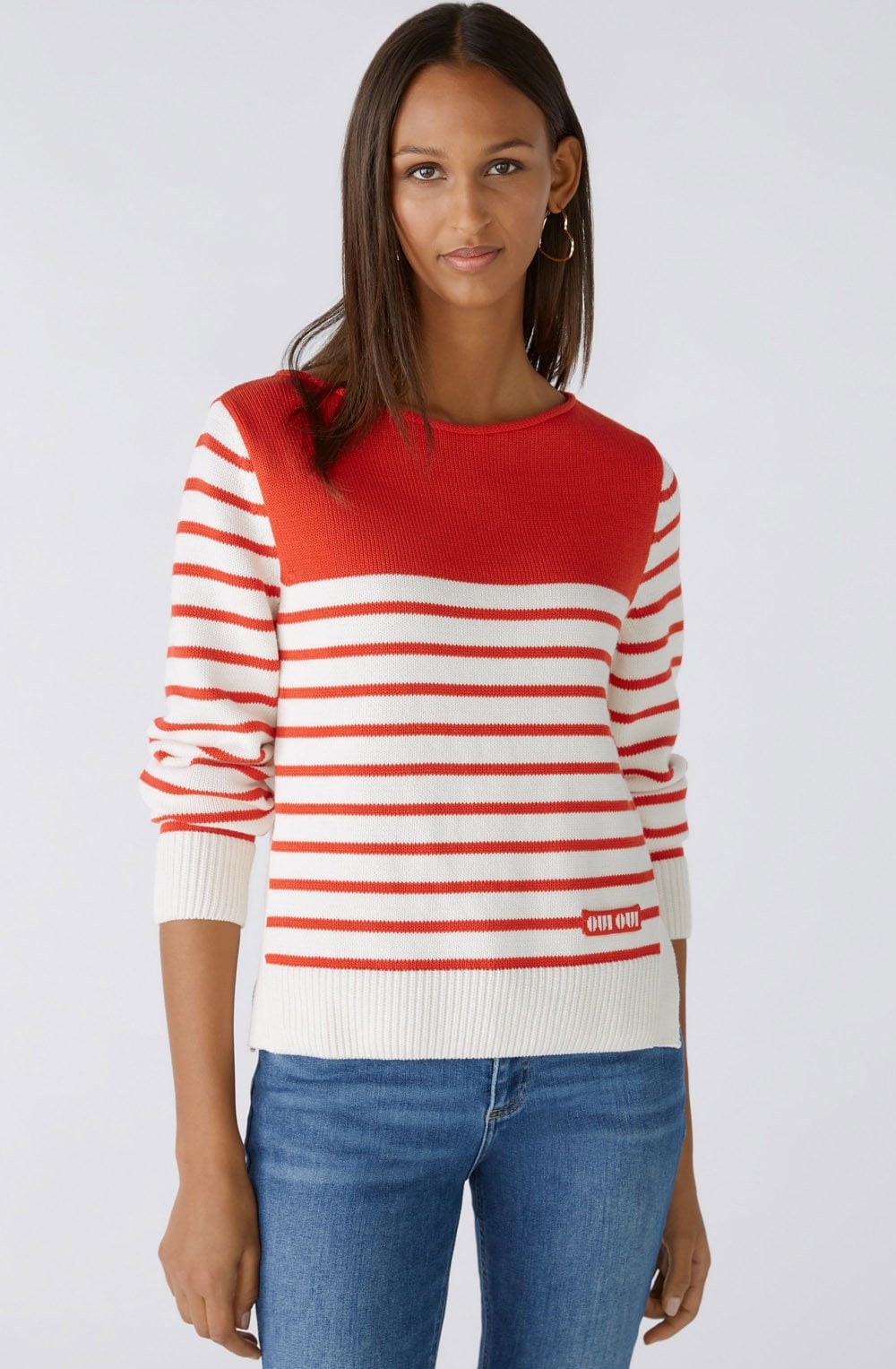 Red and White Side Split Jumper