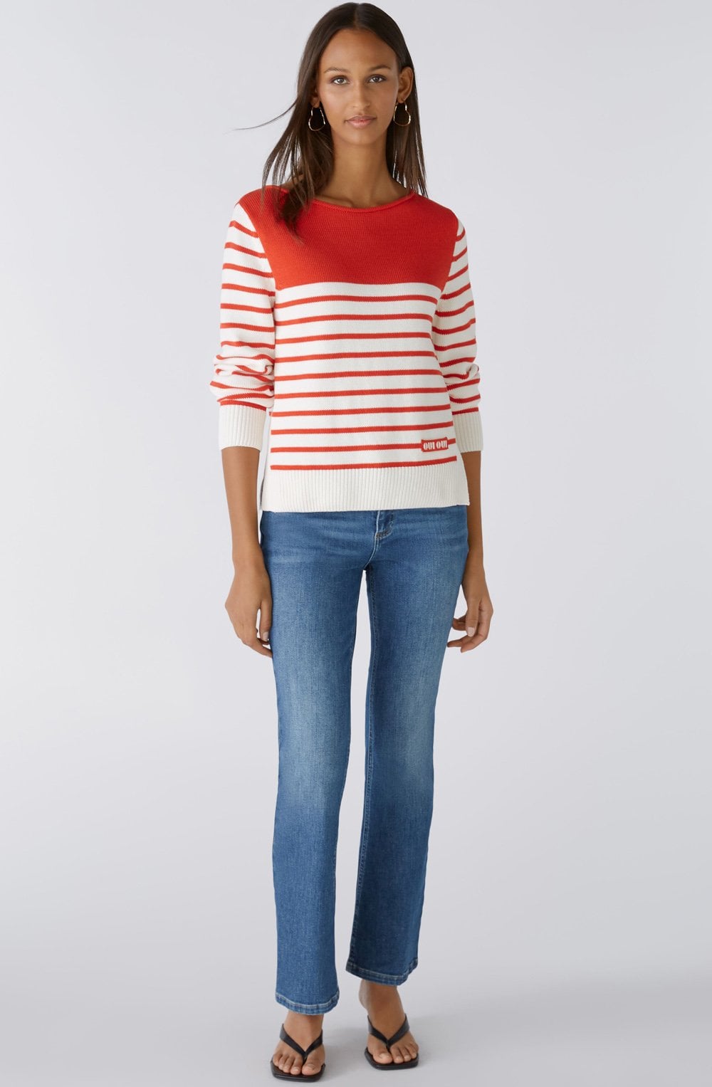 Red and White Side Split Jumper