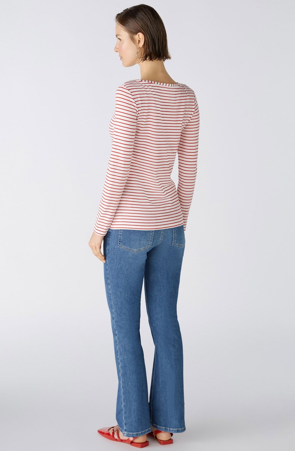 Red and White Stretch Jersey Top