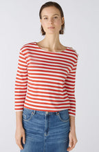 Red and White Striped Top with Gold Button Details