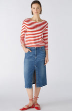 Red and White Striped Top with Gold Button Details