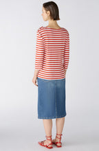 Red and White Striped Top with Gold Button Details