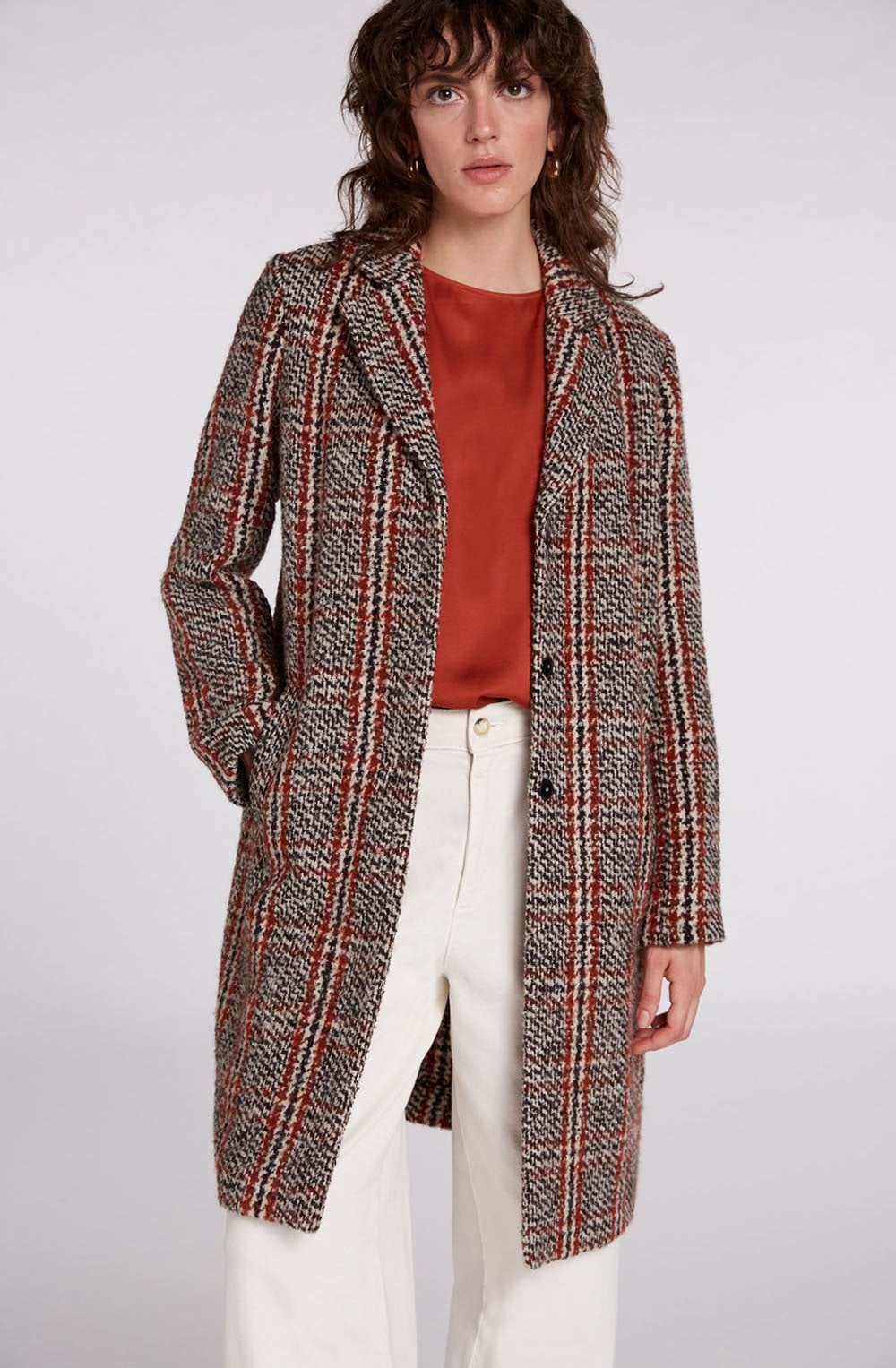 Red & Black Check Coat