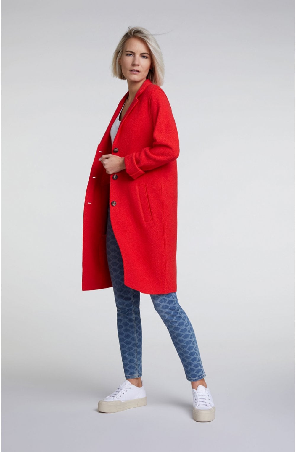 Red Boiled Wool Coat
