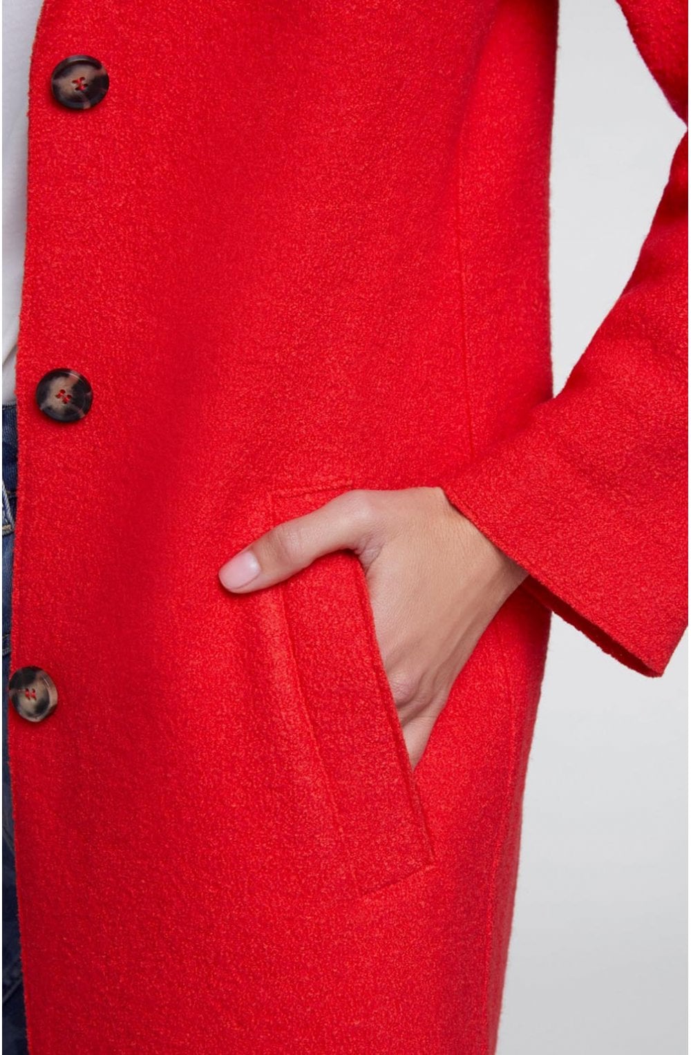 Red Boiled Wool Coat