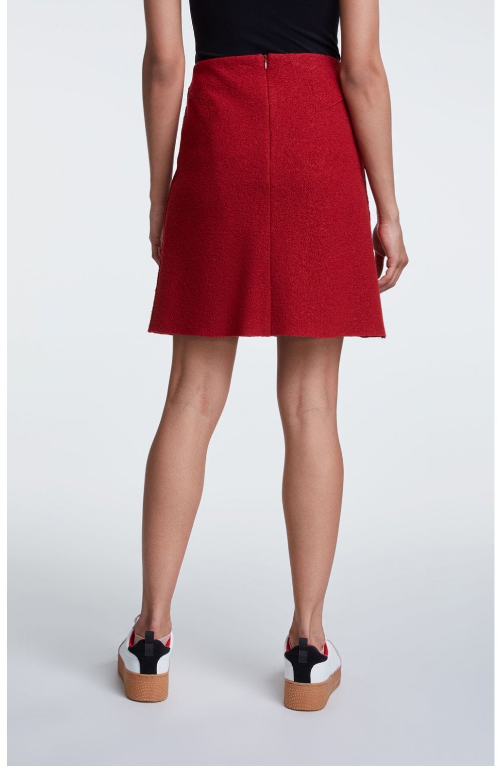 Red Boiled Wool Skirt
