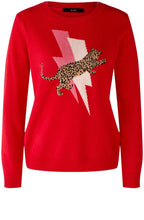 Red Camel Jumper with Leopard Design