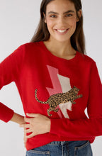 Red Camel Jumper with Leopard Design