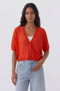 Red Fine Knit Oversized Cardigan