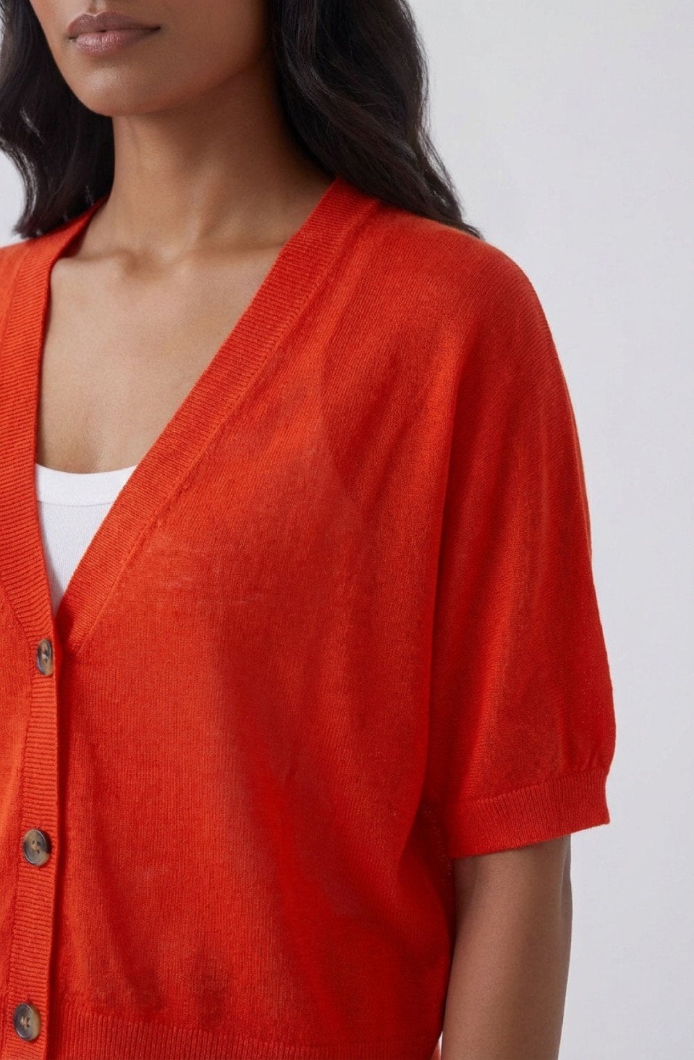 Red Fine Knit Oversized Cardigan